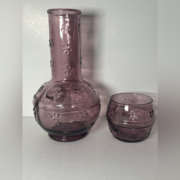 VTG Crownford Giftware Purple Amethyst Glass Decanter & Cup Made in ITALY 1983 - Picture 4 of 12